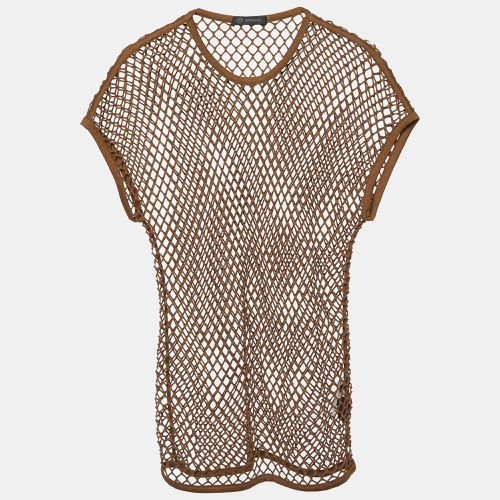 Versace Brown Mesh Crew Neck T-Shirt S - Versace - Modalova