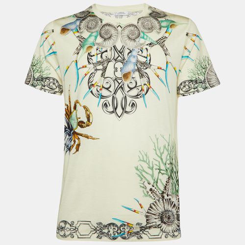 Versace Cream Marine Print Cotton Crew Neck T-Shirt XL - Versace - Modalova