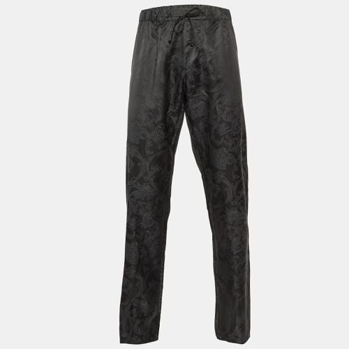 Versace Underwear Black Barocco Print Cotton & Silk Pajama Pants L - Versace - Modalova