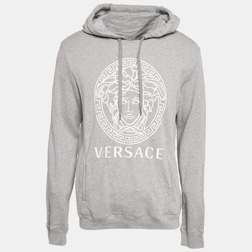 Versace Grey Medusa Print Cotton Knit Hoodie XL - Versace - Modalova