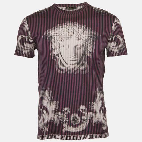 Versace Black/Purple Medusa Print Jersey Lenticular Foulard T-shirt S - Versace - Modalova