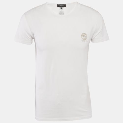 Versace White Logo Print Round Neck T-Shirt M - Versace - Modalova