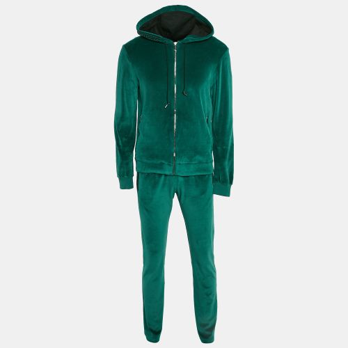 Versace Green Leather Logo Detail Velour Track Suit M - Versace - Modalova