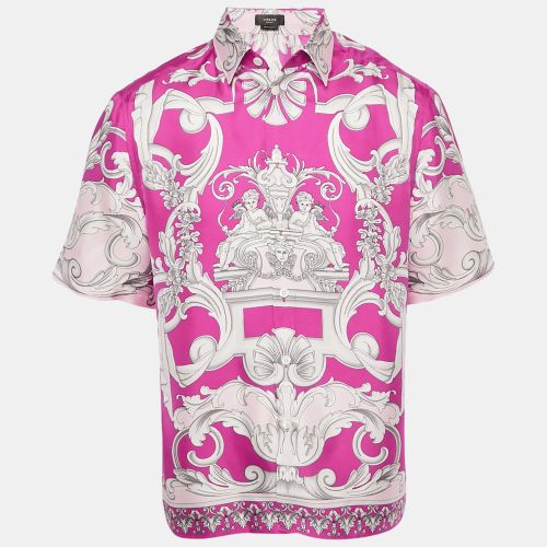Versace Pink Printed Silk Heritage Fit Shirt M - Versace - Modalova