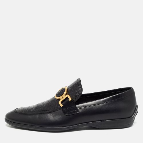 Versace Black Croc Embossed Medusa City Loafers Size 43 - Versace - Modalova