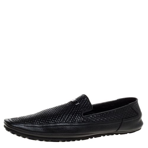 Versace Black Woven Leather Slip On Loafers Size 40 - Versace - Modalova