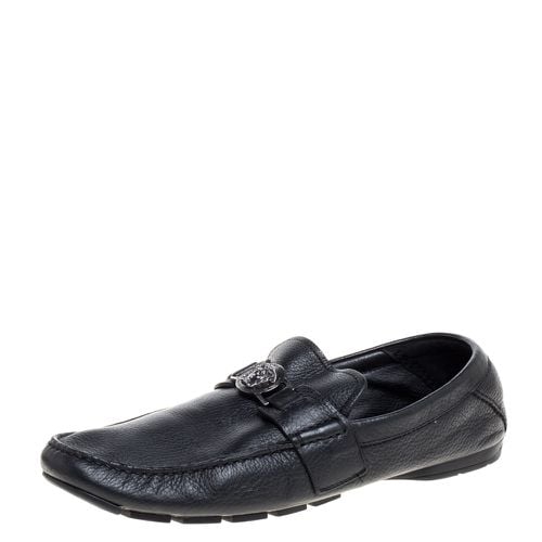 Versace Black Leather Medusa Loafers Size 44 - Versace - Modalova