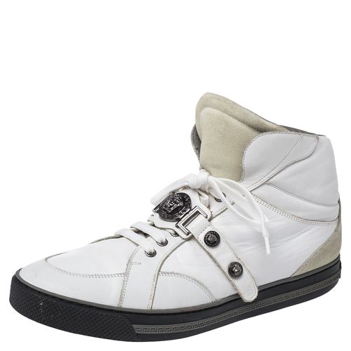 Versace White Leather Medusa High Top Sneakers Size 45 - Versace - Modalova