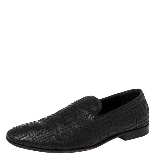 Versace Black Leather Smoking Slippers Size 42 - Versace - Modalova