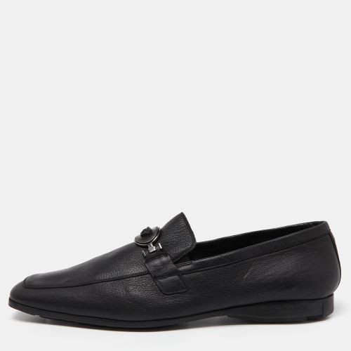 Versace Black Leather Medusa Buckle Slip On Loafers Size 46 - Versace - Modalova