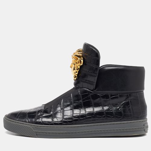 Croc Embossed Leather Medusa High Top Sneakers Size 42 - Versace - Modalova