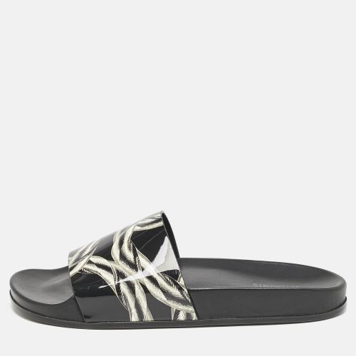 Vetements Black/Silver Chain Print Patent Leather Pool Slides Size 45 - Vetements - Modalova