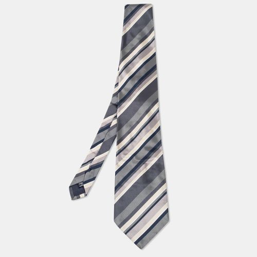 Yves Saint Laurent Vintage Grey Striped Silk Tie - Yves Saint Laurent - Modalova