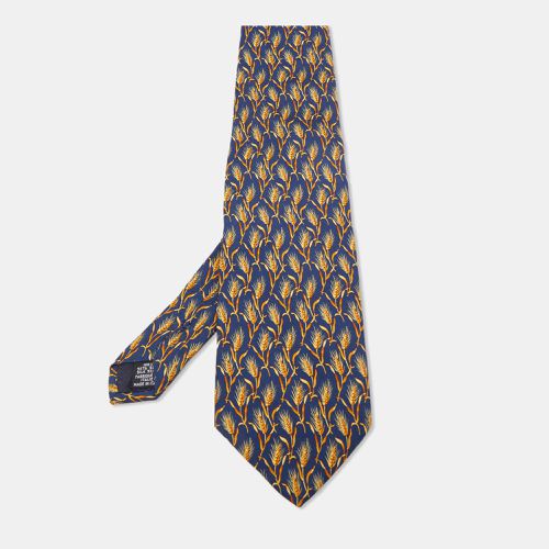 Yves Saint Laurent Paris Navy Blue Wheat Print Silk Tie - Yves Saint Laurent - Modalova