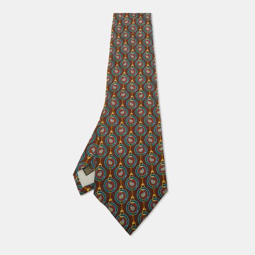 Yves Saint Laurent Vinatge Brown Printed Silk Traditional Tie - Yves Saint Laurent - Modalova