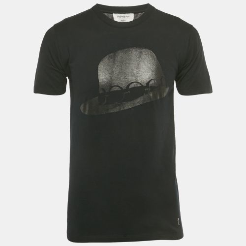 Yves Saint Laurent Black Hat Print Jersey Ysl Detail T-Shirt S - Yves Saint Laurent - Modalova