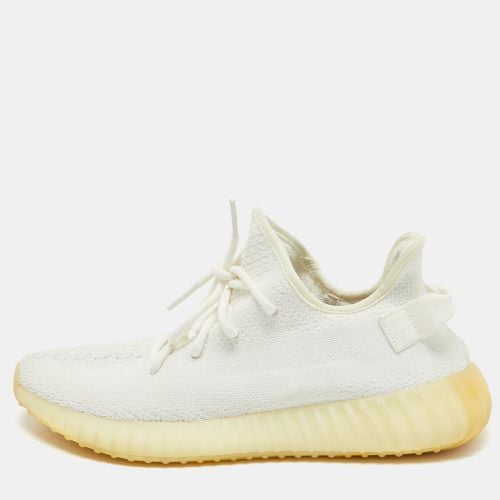 Yeezy x Adidas White Knit Fabric Boost 350 V2 Cream Sneakers Size 45 2/3 - Yeezy x Adidas - Modalova