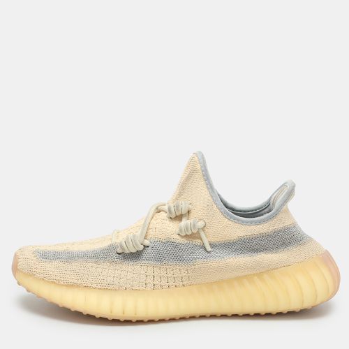 Yeezy x Adidas Beige/Blue Knit Fabric Boost 350 V2 'Linen' Low Top Sneakers 40 2/3 - Yeezy x Adidas - Modalova