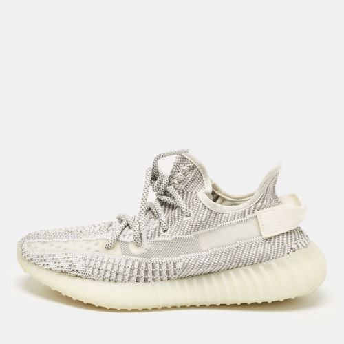 Yeezy x Adidas White/Grey Knit Fabric Boost 350 V2 Static (Non-Reflective) Sneakers Size 39 1/3 - Yeezy x Adidas - Modalova