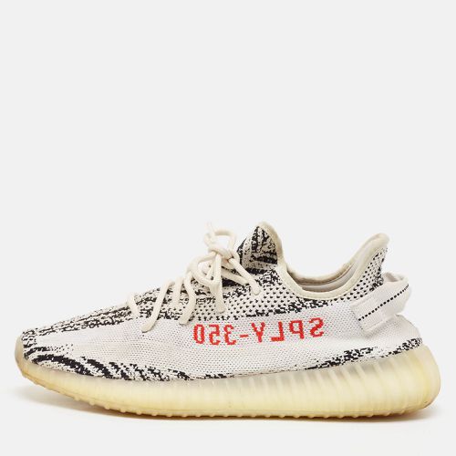 Yeezy x Adidas White/Black Knit Fabric Boost 350 V2 Zebra Sneakers Size 45 1/3 - Yeezy x Adidas - Modalova