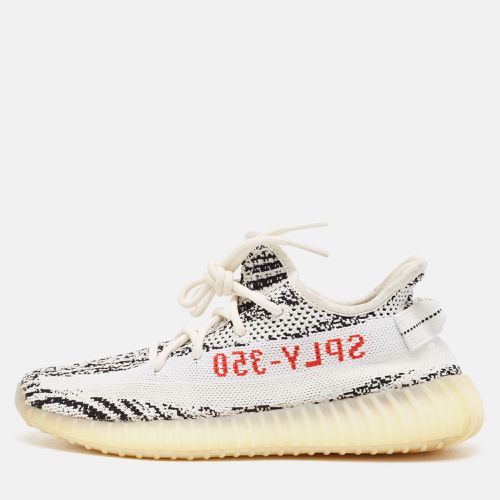 Yeezy x Adidas White/Black Knit Fabric Boost 350 V2 Zebra Sneakers Size 41 1/3 - Yeezy x Adidas - Modalova