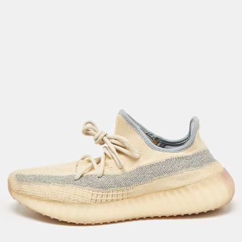 Yeezy x Adidas Beige/Blue Knit Fabric Boost 350 V2 Linen Sneakers Size 44 - Yeezy x Adidas - Modalova