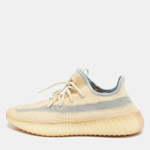 Yeezy x Adidas Beige/Blue Knit Fabric Boost 350 V2 Linen Sneakers Size 41 1/3 - Yeezy x Adidas - Modalova