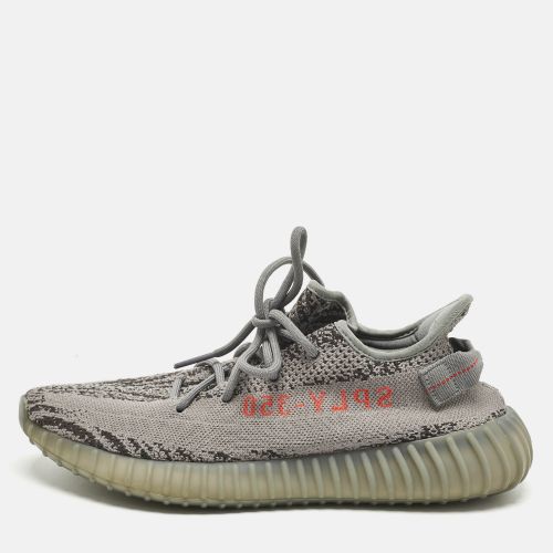 Yeezy x Adidas Grey Knit Fabric Boost 350 V2 Lace Up Sneakers Size 44.5 - Yeezy x Adidas - Modalova