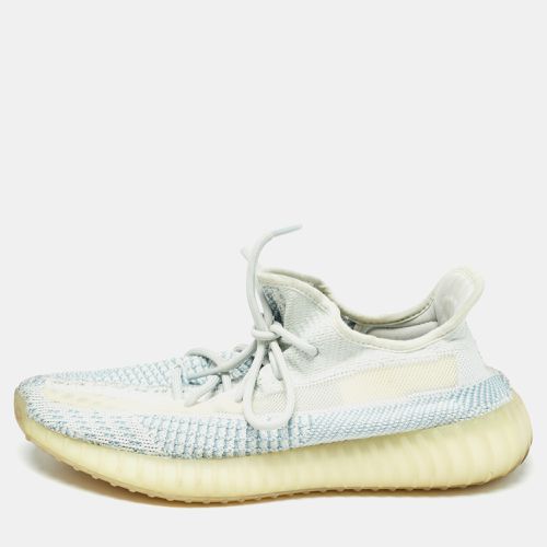 Yeezy x Adidas White/Green Knit Fabric Boost 350 V2 Cloud White Non Reflective Sneakers Size 44 - Yeezy x Adidas - Modalova