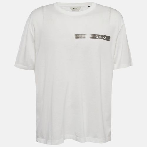 Z Zegna White Logo Print Jersey Crew Neck T-Shirt L - Z Zegna - Modalova