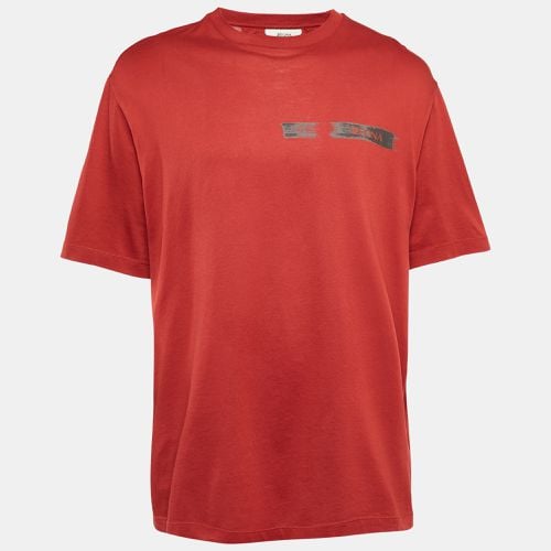 Z Zegna Red Logo Print Cotton Crew Neck T-Shirt L - Z Zegna - Modalova