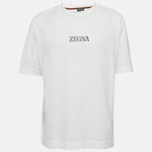 Z Zegna White Logo Print Cotton Crew Neck T-Shirt XXL - Z Zegna - Modalova