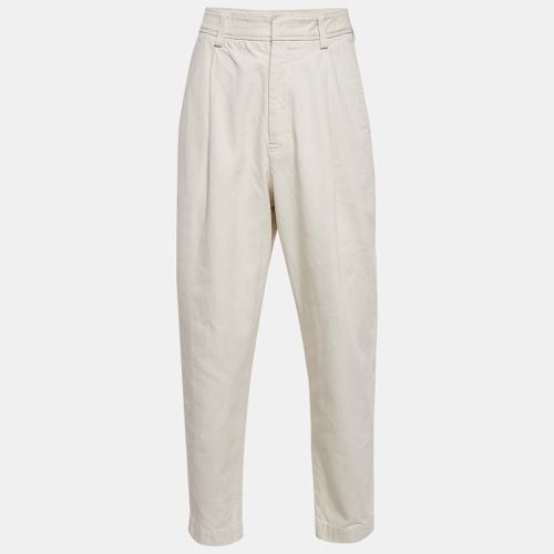 Zegna Off-White Gabardine Cotton Pleated Pants M - Z Zegna - Modalova