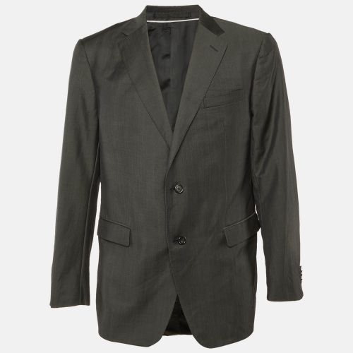 Z Zegna Charcoal Grey Wool & Mohair Button Front Blazer XXL - Z Zegna - Modalova