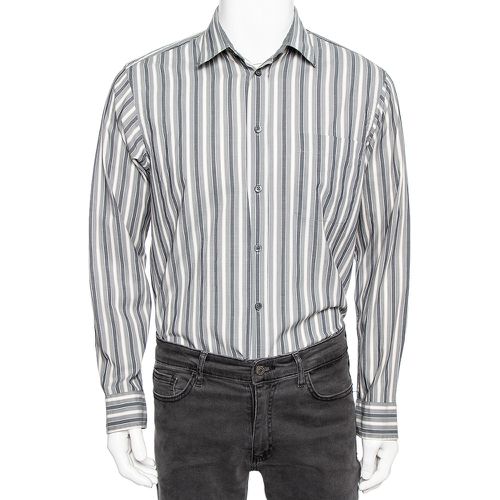 Striped Cotton & Silk Button Front Shirt M - Zegna Sport - Modalova