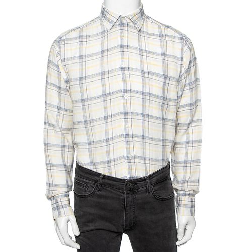 Zegna Sport Off-White Checked Linen Button Front Shirt M - Zegna Sport - Modalova