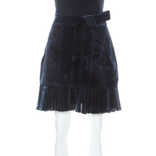 Phillip Lim Blue Velvet & Lurex Pleated Hem Short Skirt S - 3.1 Phillip Lim - Modalova