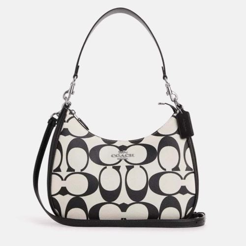 Coach Black/White leather Teri Hobo In Signature Canvas - Coach - Modalova