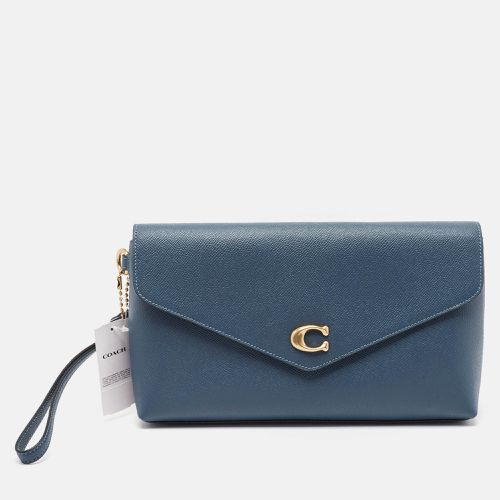 Coach Denim Blue Leather Wyn Wristlet Pouch - Coach - Modalova