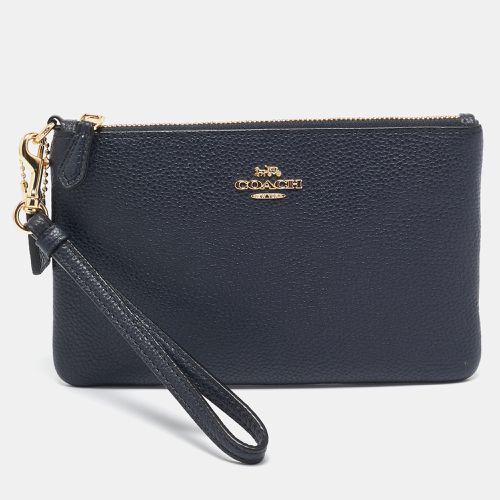 Coach Navy Blue Leather Small Wristlet Pouch - Coach - Modalova