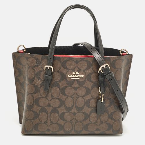 Coach Dark Brown/Black Signature Coated Canvas and Leather Molly 25 Tote - Coach - Modalova