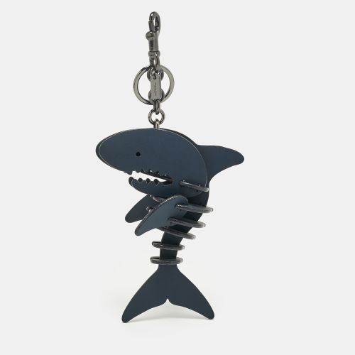 Coach Navy Blue Leather Medium Sharky Bag Charm - Coach - Modalova