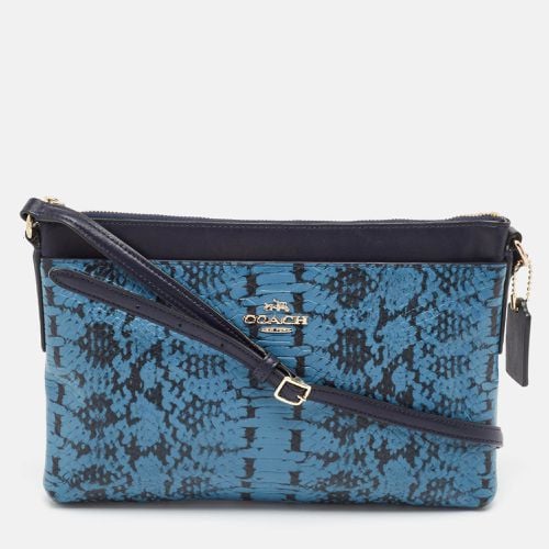 Coach Two Tone Blue Python Embossed Leather Journal Crossbody Bag - Coach - Modalova