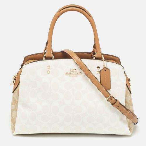 Off White Signature Coated Canvas and Leather Lillie Carryall Satchel - Coach - Modalova