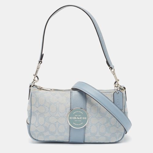 Coach Light Blue Signature Jacquard Canvas Lonnie Baguette Bag - Coach - Modalova