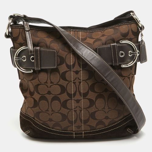 Coach Dark Brown Signature Canvas and Suede Crossbody Bag - Coach - Modalova