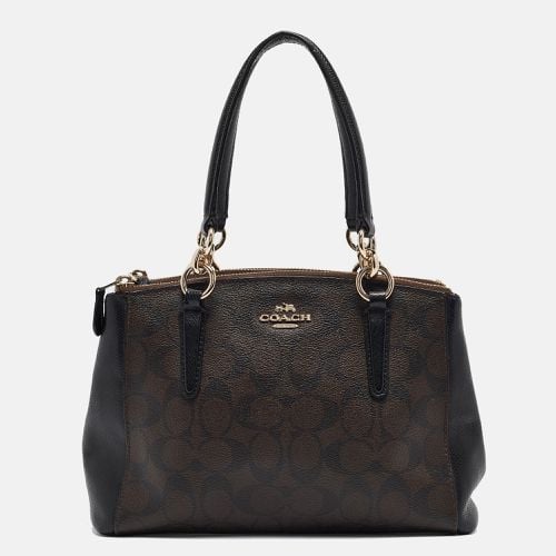 Coach Black/Brown Signature Coated Canvas and Leather Mini Christie Carryall Satchel - Coach - Modalova