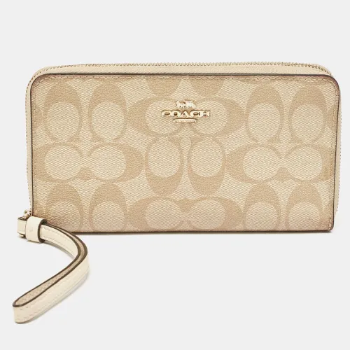 Siganture Coated Canvas and Leather Zip Around Wristlet Wallet - Coach - Modalova