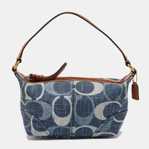 Coach Blue/Brown Signature Denim and Leather Baguette Bag - Coach - Modalova