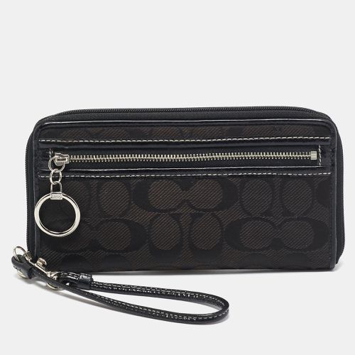 Coach Black Signature Canvas and Patent Leather Wristlet Wallet - Coach - Modalova